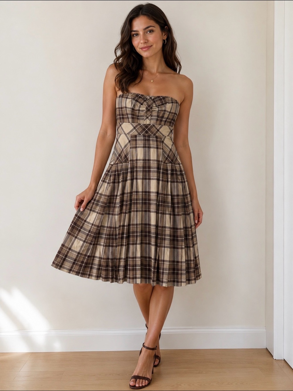 NWT Plenty by Tracy Reese Brown Plaid Dress MSRP $375 !
